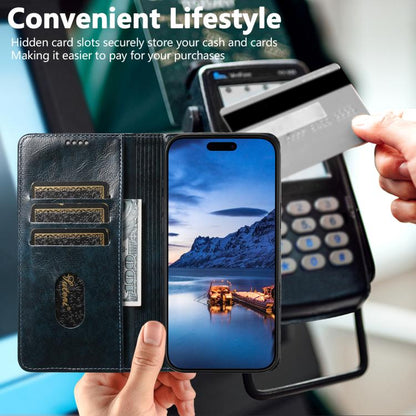 For iPhone Air Suteni Baroque Calf Texture Buckle Wallet Leather Phone Case(Blue) by Suteni