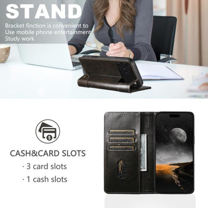 For iPhone 17 Suteni Baroque Calf Texture Buckle Wallet Leather Phone Case(Black) by Suteni