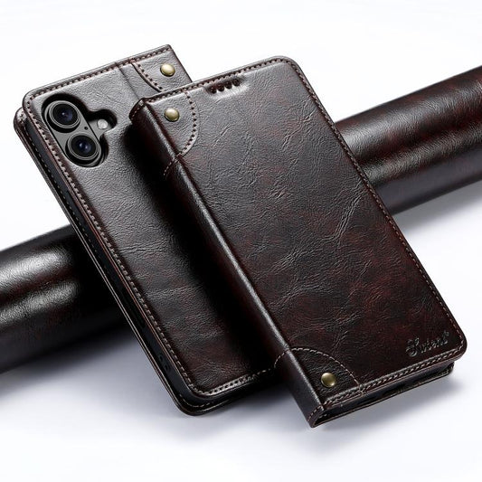 For iPhone 17 Suteni Baroque Calf Texture Buckle Wallet Leather Phone Case(Brown) by Suteni