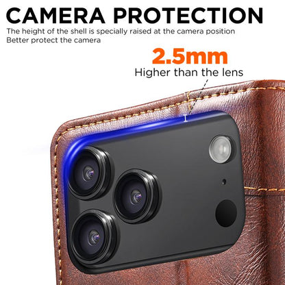 For iPhone 17 Suteni Baroque Calf Texture Buckle Wallet Leather Phone Case(Khaki) by Suteni