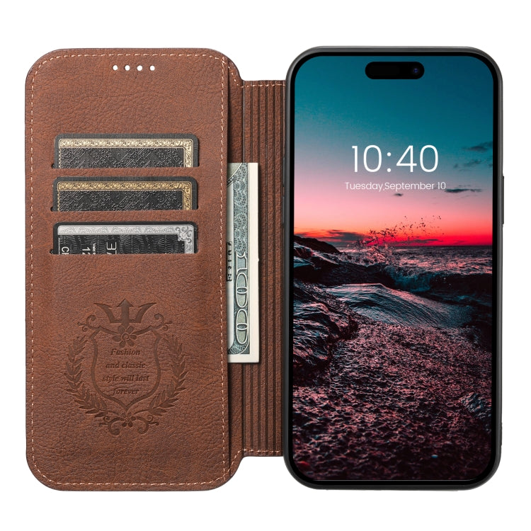 For iPhone 15 Pro Max Suteni J06 Retro Matte Litchi Texture Leather MagSafe Phone Case(Brown) by Suteni