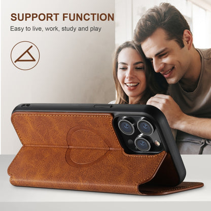 For iPhone 16 Suteni J06 Retro Matte Litchi Texture Leather MagSafe Phone Case(Khaki) by Suteni