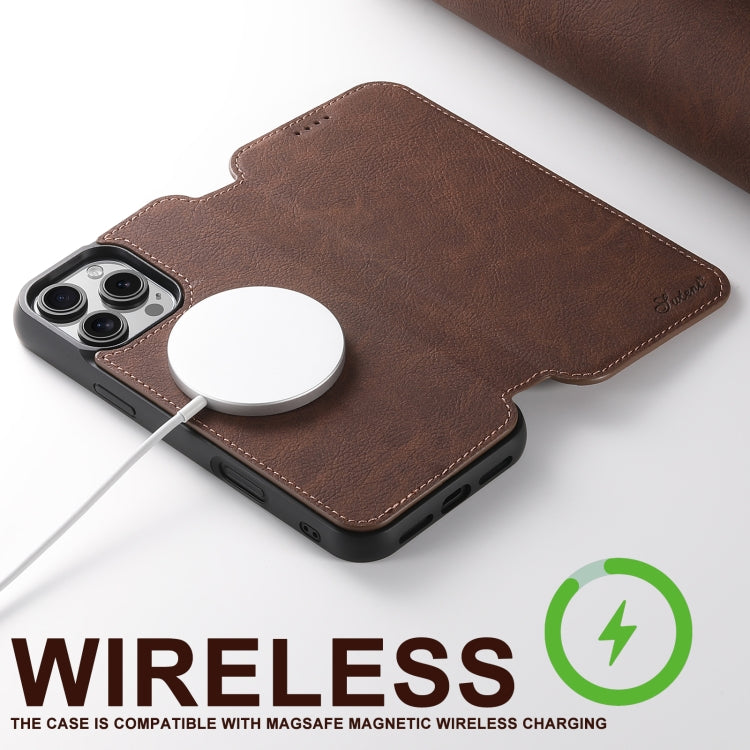For iPhone 16 Pro Suteni J06 Retro Matte Litchi Texture Leather MagSafe Phone Case(Brown) by Suteni
