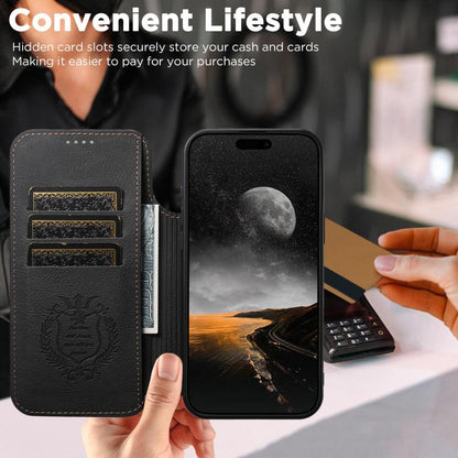 For iPhone 17 Pro Max Suteni J06 Retro Matte Litchi Texture Leather MagSafe Phone Case(Black) by Suteni