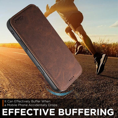 For iPhone 17 Pro Suteni J06 Retro Matte Litchi Texture Leather MagSafe Phone Case(Brown) by Suteni