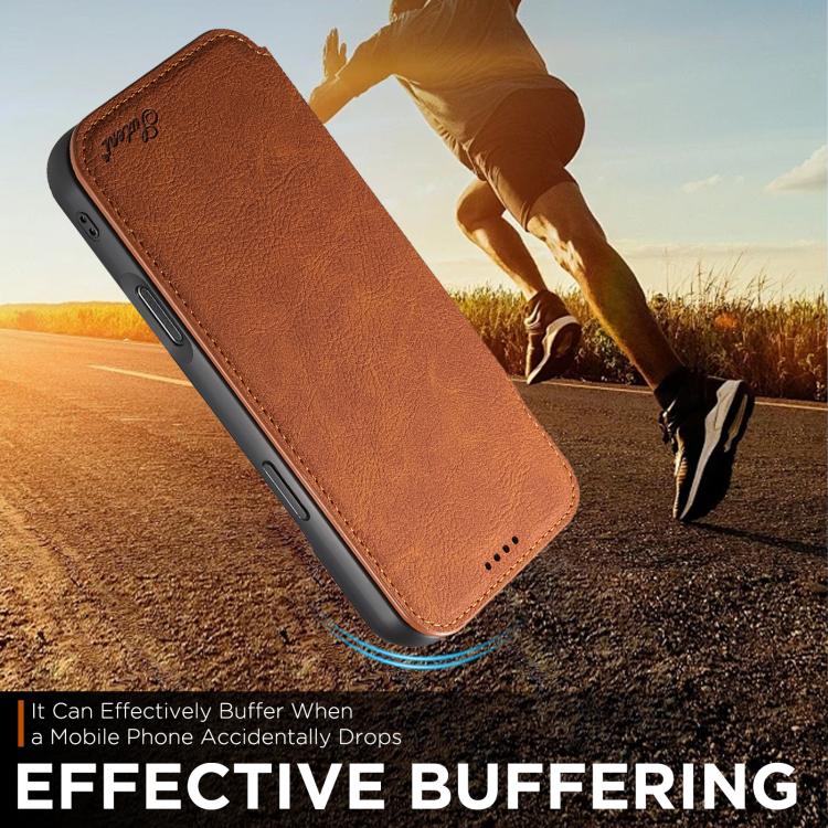 For iPhone Air Suteni J06 Retro Matte Litchi Texture Leather MagSafe Phone Case(Khaki) by Suteni