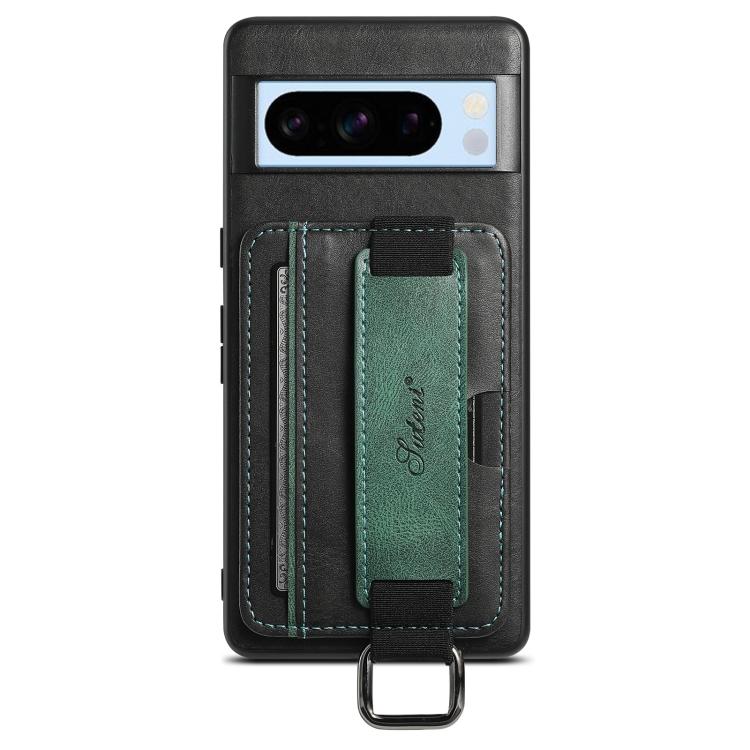For Googel Pixel 8 Pro Suteni H13 Card Wallet Wrist Strap Holder PU Phone Case(Black) by Suteni