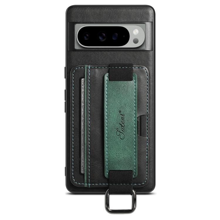For Google Pixel 9 Pro XL Suteni H13 Card Wallet Wrist Strap Holder PU Phone Case(Black) by Suteni