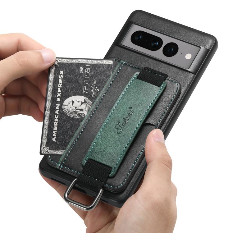 For Google Pixel 9 Pro XL Suteni H13 Card Wallet Wrist Strap Holder PU Phone Case(Black) by Suteni