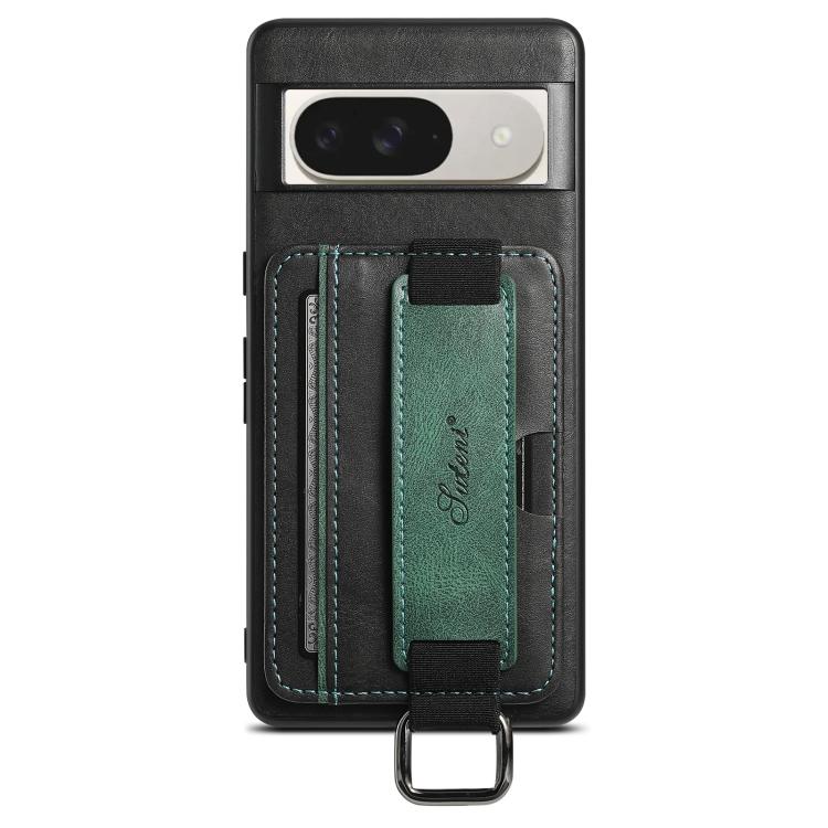 For Googel Pixel 10 Suteni H13 Card Wallet Wrist Strap Holder PU Phone Case(Black) by Suteni