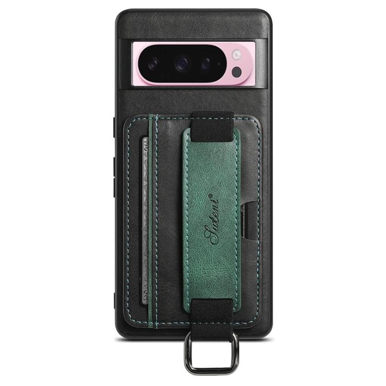 For Googel Pixel 10 Pro Suteni H13 Card Wallet Wrist Strap Holder PU Phone Case(Black) by Suteni