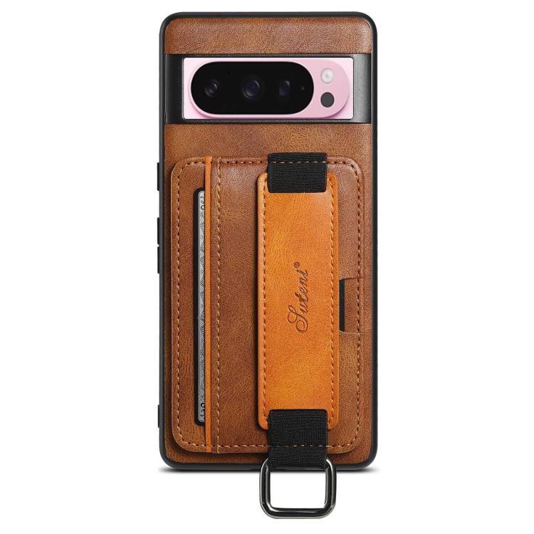 For Googel Pixel 10 Pro Suteni H13 Card Wallet Wrist Strap Holder PU Phone Case(Brown) by Suteni