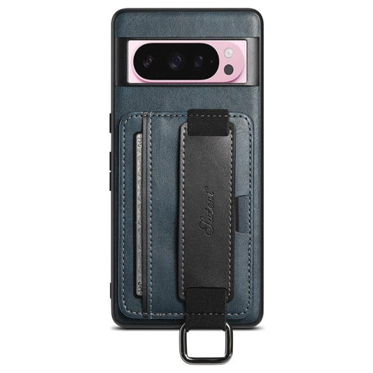 For Googel Pixel 10 Pro Suteni H13 Card Wallet Wrist Strap Holder PU Phone Case(Blue) by Suteni