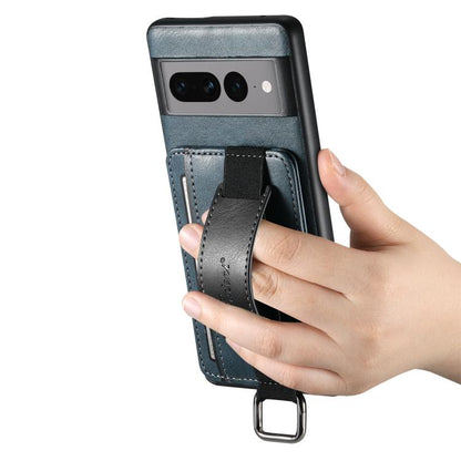 For Googel Pixel 10 Pro Suteni H13 Card Wallet Wrist Strap Holder PU Phone Case(Blue) by Suteni