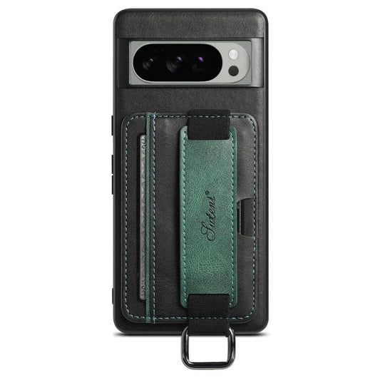 For Googel Pixel 10 Pro XL Suteni H13 Card Wallet Wrist Strap Holder PU Phone Case(Black) by Suteni