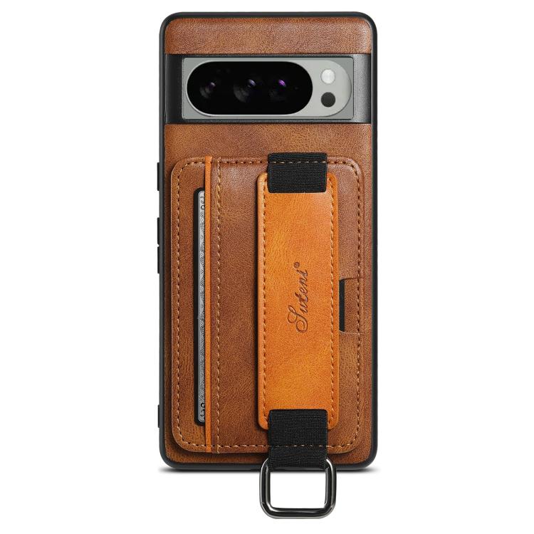 For Googel Pixel 10 Pro XL Suteni H13 Card Wallet Wrist Strap Holder PU Phone Case(Brown) by Suteni