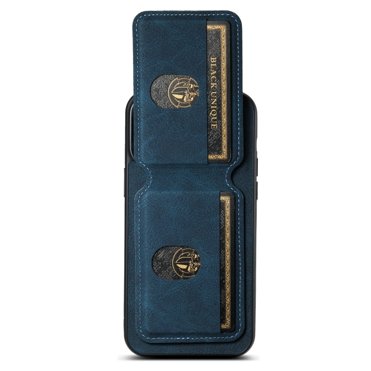 For iPhone 13 Pro Suteni H02 Litchi Leather Card Wallet Stand Back Phone Case(Blue) by Suteni