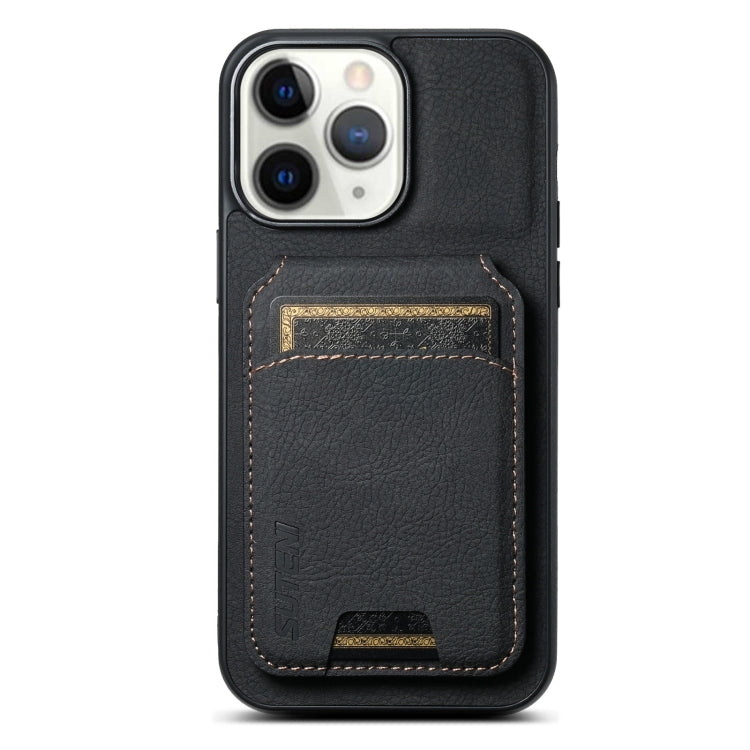 For iPhone 11 Pro Max Suteni H02 Litchi Leather Card Wallet Stand Back Phone Case(Black) by Suteni