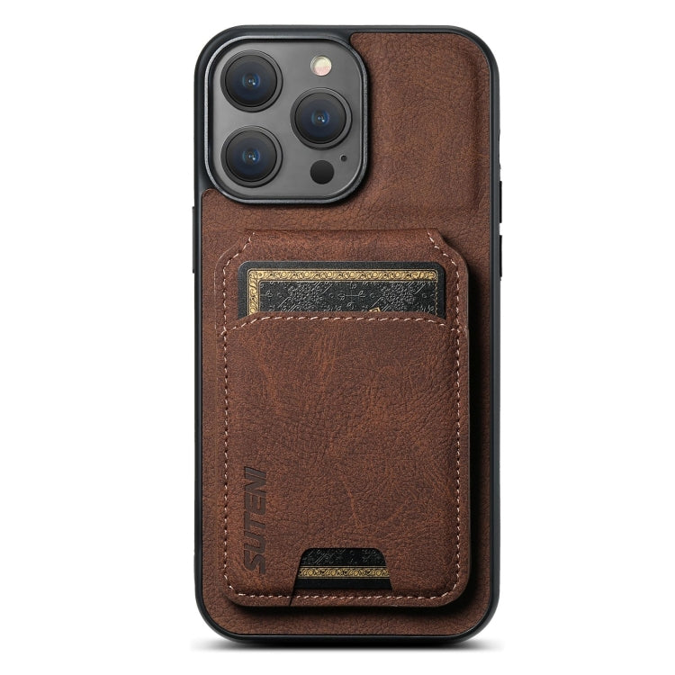 For iPhone 16 Pro Suteni H02 Litchi Leather Card Wallet Stand Back Phone Case(Brown) by Suteni