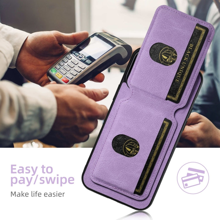 For iPhone 16 Pro Max Suteni H02 Litchi Leather Card Wallet Stand Back Phone Case(Purple) by Suteni