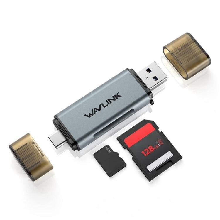 WAVLINK WL-CR3002 Multi-Function Mini Aluminum Alloy Shell Type-C+USB3.0 SD/TF Card Reader by bashfashion