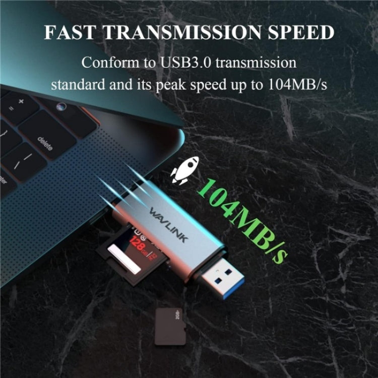 WAVLINK WL-CR3002 Multi-Function Mini Aluminum Alloy Shell Type-C+USB3.0 SD/TF Card Reader by bashfashion
