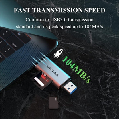 WAVLINK WL-CR3002 Multi-Function Mini Aluminum Alloy Shell Type-C+USB3.0 SD/TF Card Reader by bashfashion