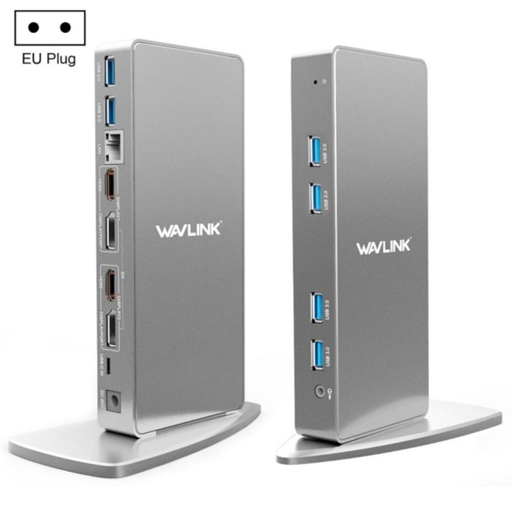 WAVLINK WL-UG69DK7 Laptops Type-C Universal Desktop Docking Station Aluminum Alloy HUB Adapter(EU Plug) by WAVLINK