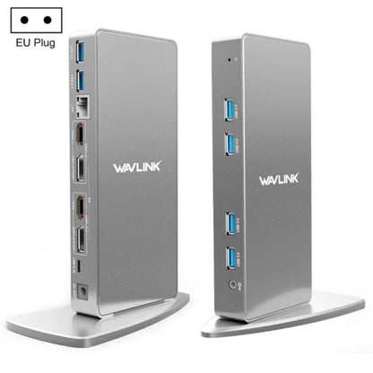 WAVLINK WL-UG69DK7 Laptops Type-C Universal Desktop Docking Station Aluminum Alloy HUB Adapter(EU Plug) by WAVLINK