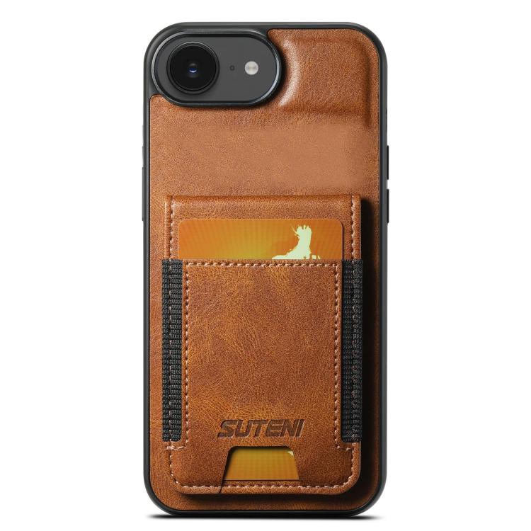For iPhone 16e Suteni H03 Oil Wax Leather Wallet Stand Back Phone Case(Brown) by Suteni