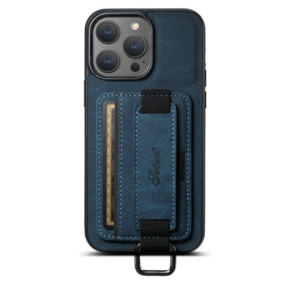 For iPhone 15 Pro Max Suteni H13 Litchi Leather Wrist Strap Wallet Back Phone Case(Blue) by Suteni