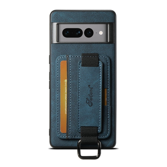For Google Pixel 8a Suteni H13 Litchi Leather Wrist Strap Wallet Back Phone Case(Blue) by Suteni