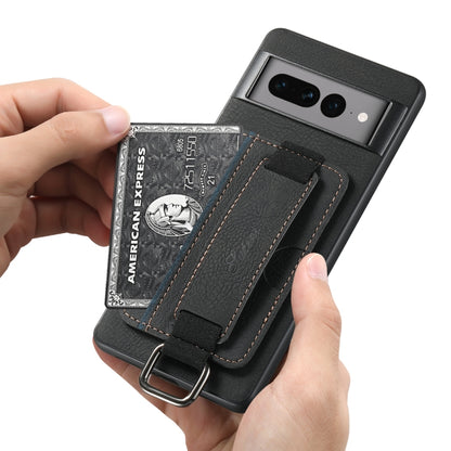 For Google Pixel 7 Pro Suteni H13 Litchi Leather Wrist Strap Wallet Back Phone Case(Black) by Suteni