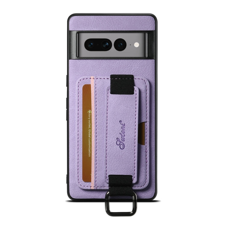 For Google Pixel 7 Pro Suteni H13 Litchi Leather Wrist Strap Wallet Back Phone Case(Purple) by Suteni