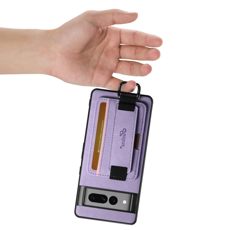 For Google Pixel 7 Suteni H13 Litchi Leather Wrist Strap Wallet Back Phone Case(Purple) by Suteni