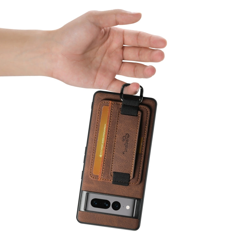 For Google Pixel 6a Suteni H13 Litchi Leather Wrist Strap Wallet Back Phone Case(Brown) by Suteni