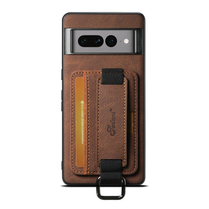 For Google Pixel 6 Pro Suteni H13 Litchi Leather Wrist Strap Wallet Back Phone Case(Brown) by Suteni