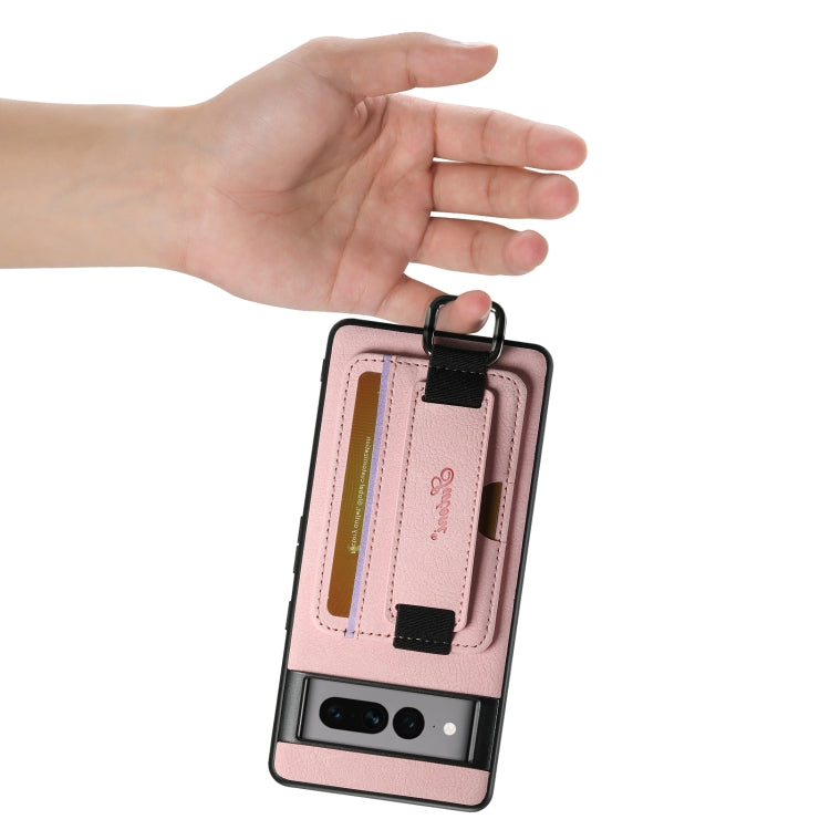 For Google Pixel 6 Pro Suteni H13 Litchi Leather Wrist Strap Wallet Back Phone Case(Pink) by Suteni