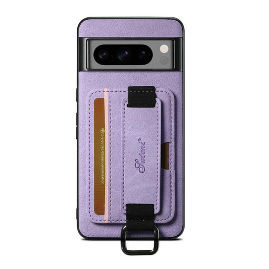 For Google Pixel 9 Pro Suteni H13 Litchi Leather Wrist Strap Wallet Back Phone Case(Purple) by Suteni