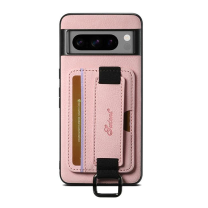 For Google Pixel 9 Pro XL Suteni H13 Litchi Leather Wrist Strap Wallet Back Phone Case(Pink) by Suteni