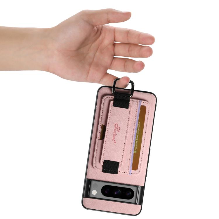 For Google Pixel 9 Pro XL Suteni H13 Litchi Leather Wrist Strap Wallet Back Phone Case(Pink) by Suteni