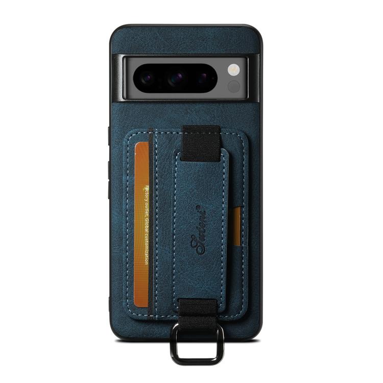 For Google Pixel 10 Pro XL Suteni H13 Litchi Leather Wrist Strap Wallet Back Phone Case(Blue) by Suteni