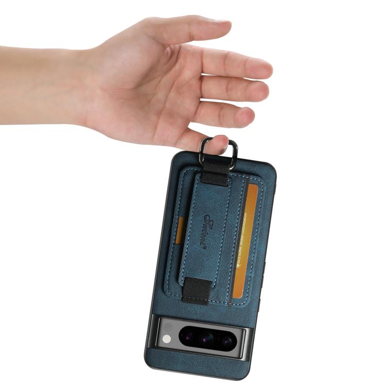 For Google Pixel 10 Pro XL Suteni H13 Litchi Leather Wrist Strap Wallet Back Phone Case(Blue) by Suteni