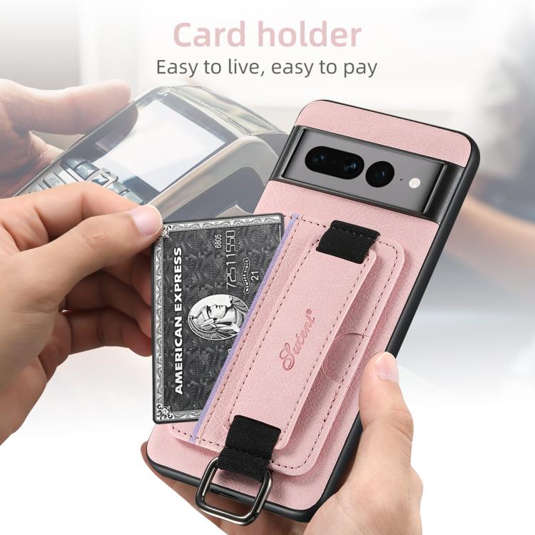 For Google Pixel 10 Pro XL Suteni H13 Litchi Leather Wrist Strap Wallet Back Phone Case(Pink) by Suteni