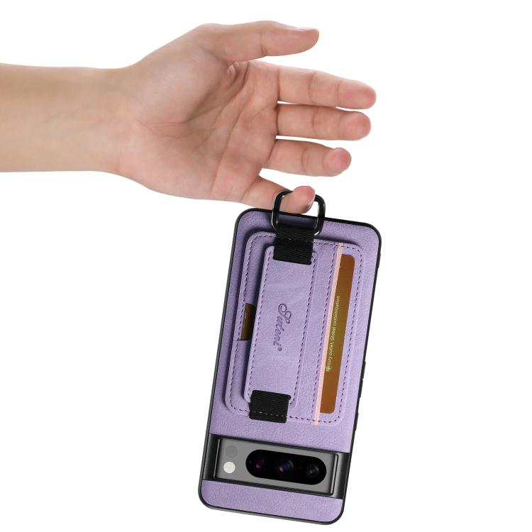 For Google Pixel 10 Pro Suteni H13 Litchi Leather Wrist Strap Wallet Back Phone Case(Purple) by Suteni