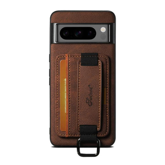 For Google Pixel 10 Suteni H13 Litchi Leather Wrist Strap Wallet Back Phone Case(Brown) by Suteni