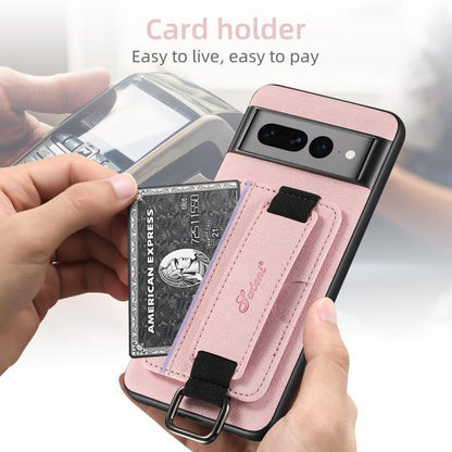 For Google Pixel 10 Suteni H13 Litchi Leather Wrist Strap Wallet Back Phone Case(Pink) by Suteni