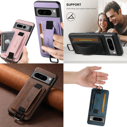 For Google Pixel 10 Pro Suteni H13 Litchi Leather Wrist Strap Wallet Back Phone Case(Pink) by Suteni