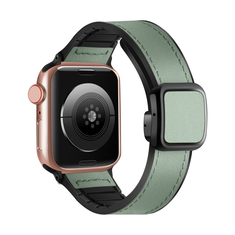 For Apple Watch Ultra 2 49mm Fold Magnetic Square Buckle PU Silicone Watch Band(Cyan) by bashfashion