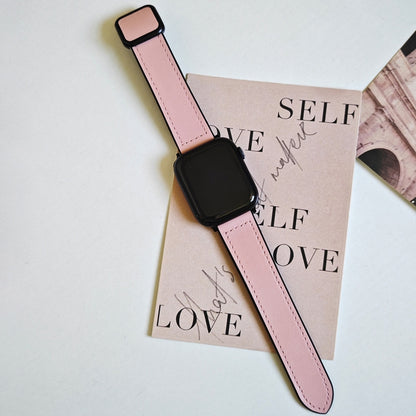 For Apple Watch Ultra 49mm Fold Magnetic Square Buckle PU Silicone Watch Band(Pink) by bashfashion